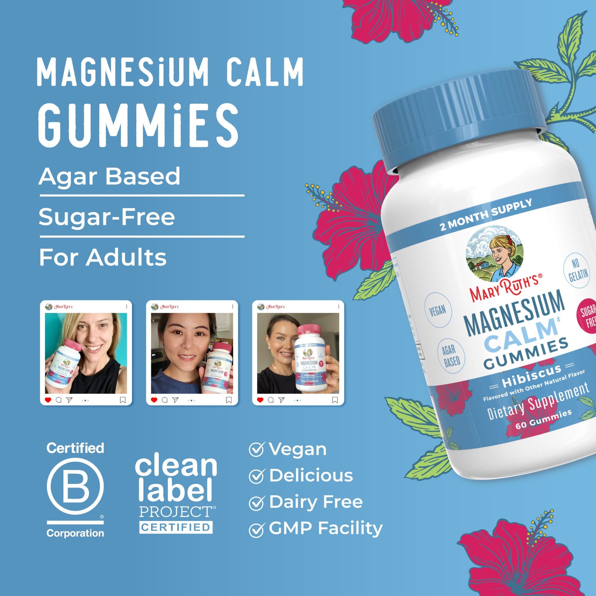 MaryRuth Organics Calm Magnesium Citrate Gummies | 2 Month Supply | Sugar Free | Magnesium Supplement for Adults - dailyvitalstore
