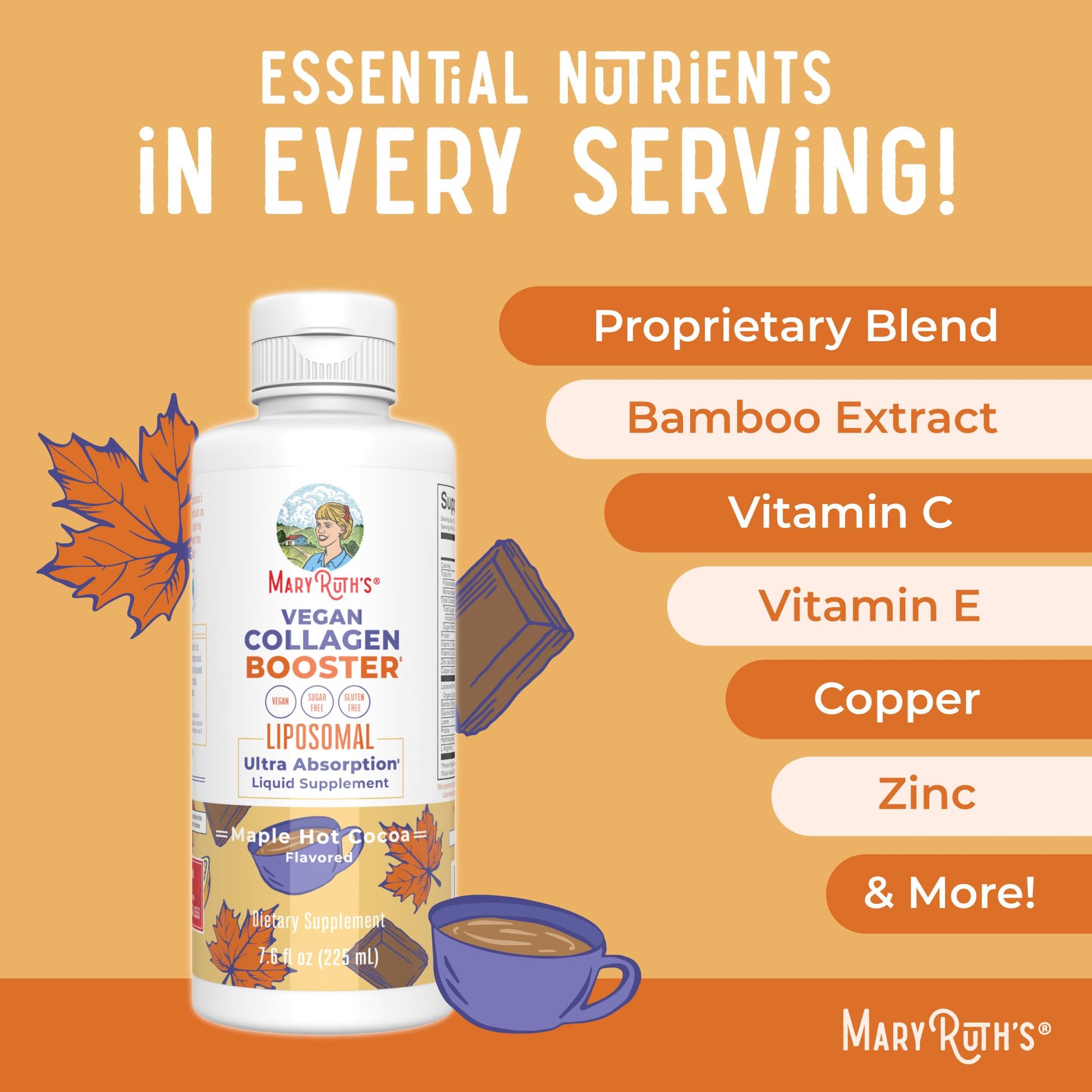 MaryRuth Organics Collagen Booster Liposomal, Sugar Free, Liquid Collagen Booster with Vitamin C, Vitamin E, Zinc, Copper & Silica, Skin Care & Joint Support Supplement, Vegan, Non-GMO, 7.6 Fl Oz - dailyvitalstore