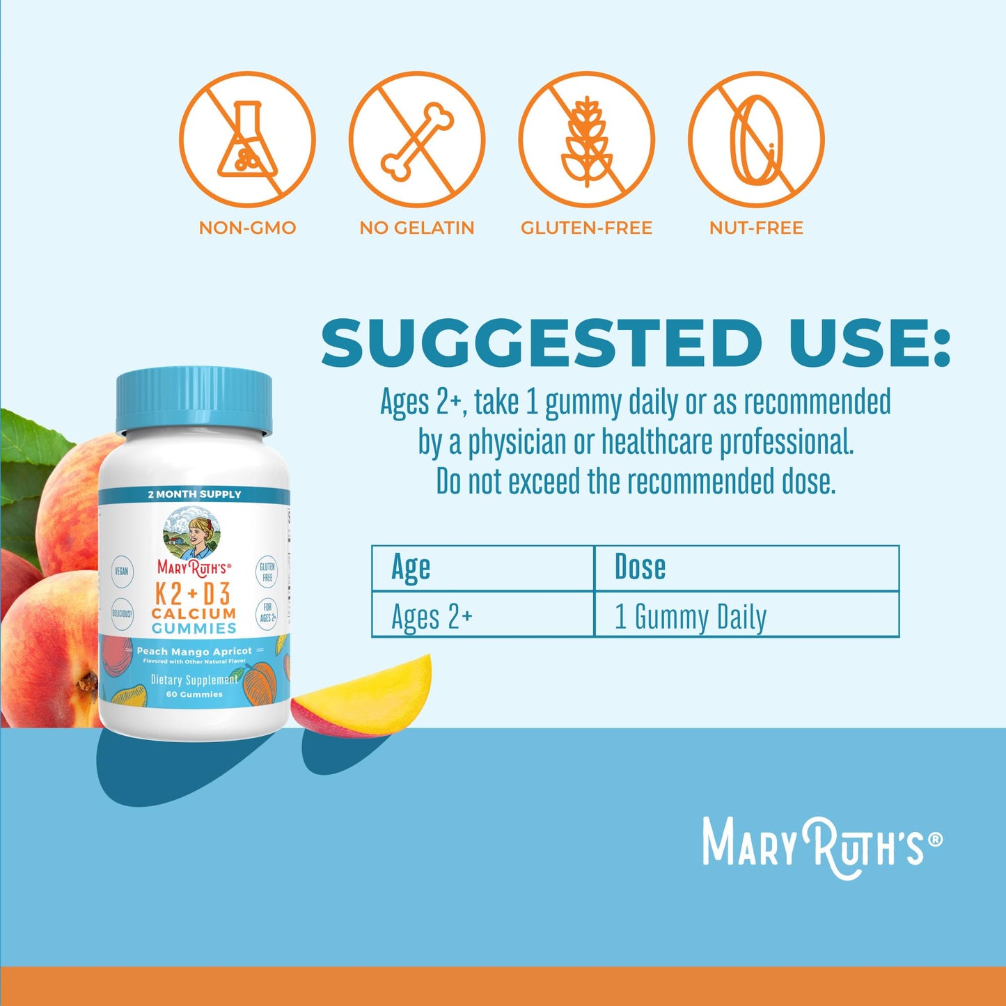 MaryRuth Organics Joint Health Liquid Drops & Vitamin K2+D3 Gummies (Peach Mango and Apricot) | Label Project Verified | Vitamins for Calcium, Joints, and Bone Support | Vegan, Non-GMO, Gluten Free - dailyvitalstore