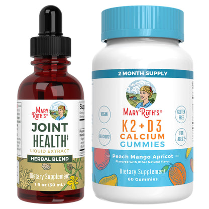 MaryRuth Organics Joint Health Liquid Drops & Vitamin K2+D3 Gummies (Peach Mango and Apricot) | Label Project Verified | Vitamins for Calcium, Joints, and Bone Support | Vegan, Non-GMO, Gluten Free - dailyvitalstore
