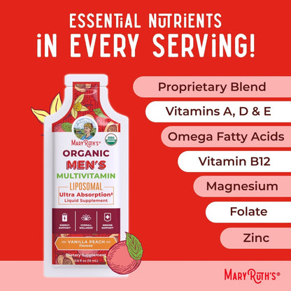 MaryRuth Organics Multivitamin for Men | USDA Organic | Sugar Free Mens Multivitamin Liposomal | Liquid Vitamins for Men | - dailyvitalstore