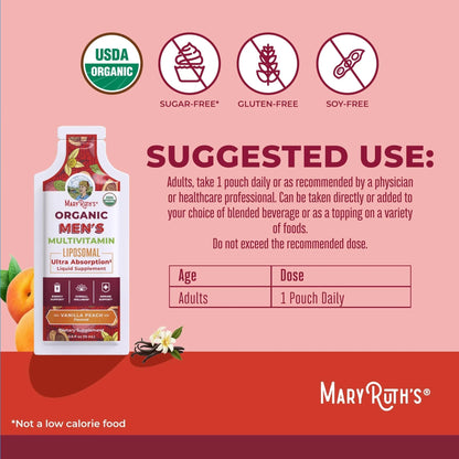 MaryRuth Organics Multivitamin for Men | USDA Organic | Sugar Free Mens Multivitamin Liposomal | Liquid Vitamins for Men | - dailyvitalstore