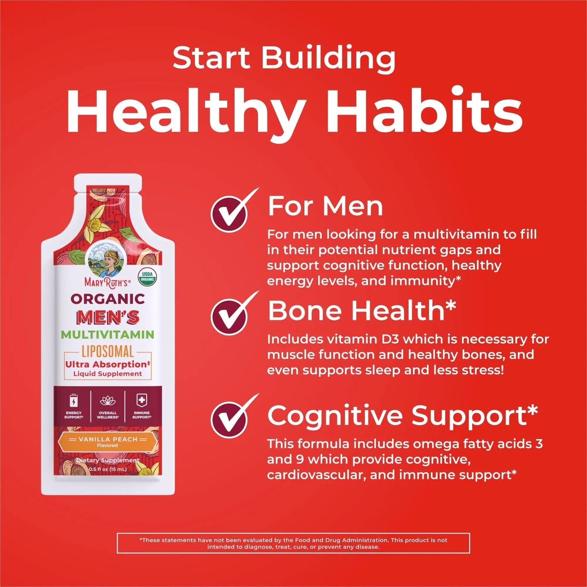 MaryRuth Organics Multivitamin for Men | USDA Organic | Sugar Free Mens Multivitamin Liposomal | Liquid Vitamins for Men | - dailyvitalstore