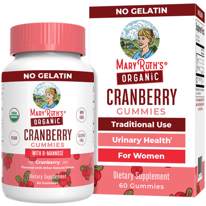 MaryRuth Organics Organic Cranberry Gummies - 500mg Supplement | Urinary Tract Health for Women | with D Mannose | Traditional Use - dailyvitalstore
