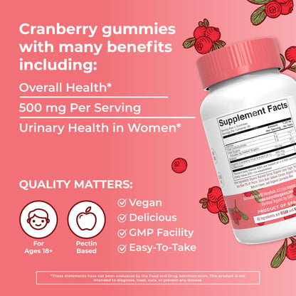 MaryRuth Organics Organic Cranberry Gummies - 500mg Supplement | Urinary Tract Health for Women | with D Mannose | Traditional Use - dailyvitalstore