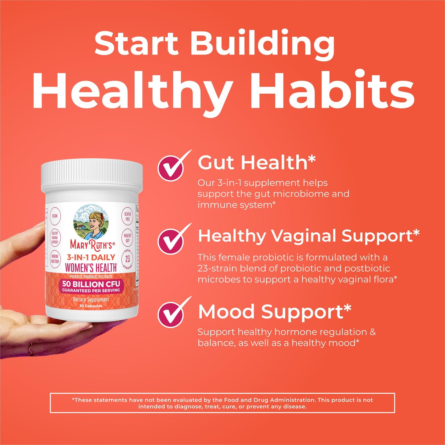 MARYRUTH'S 3-in-1 Daily Health Probiotics for Women | Hormone Support & Gut Health Supplement for Women | Women’s Probiotic - dailyvitalstore