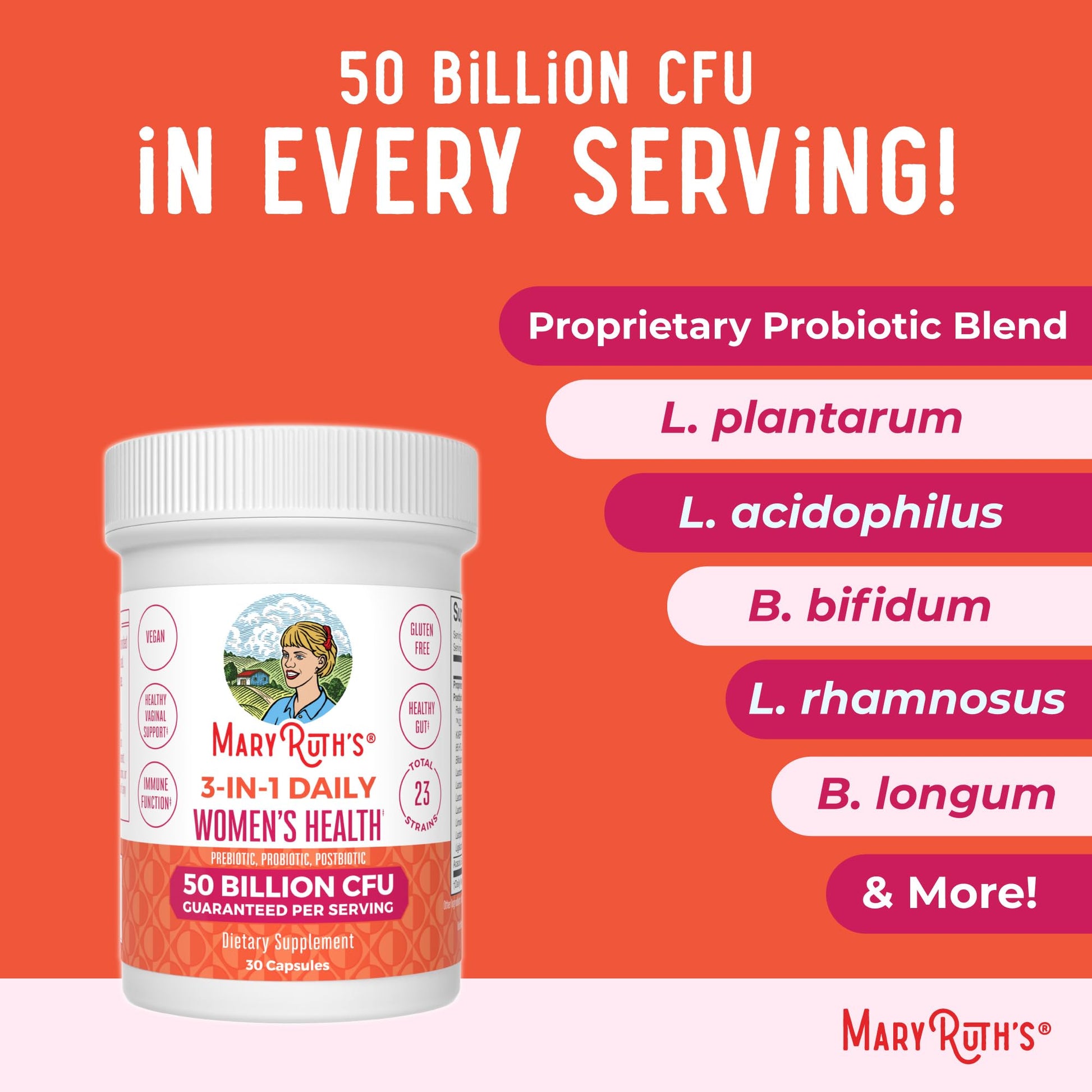MARYRUTH'S 3-in-1 Daily Health Probiotics for Women | Hormone Support & Gut Health Supplement for Women | Women’s Probiotic - dailyvitalstore