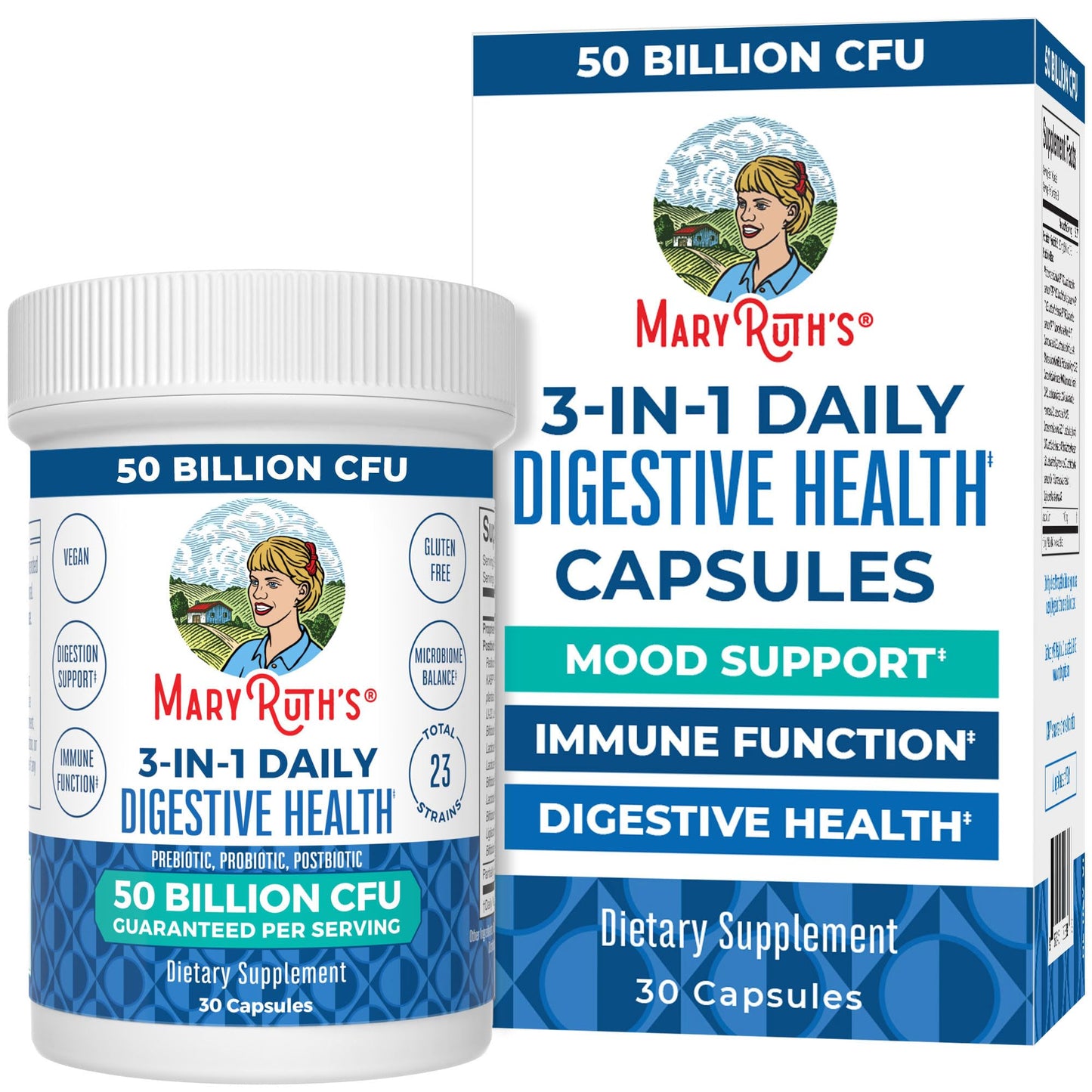 MARYRUTH'S 3-in-1 Probiotics for Digestive Health | Prebiotic & Postbiotic | Gut Health Supplement for Women & Men | 23 Unique Strains - dailyvitalstore