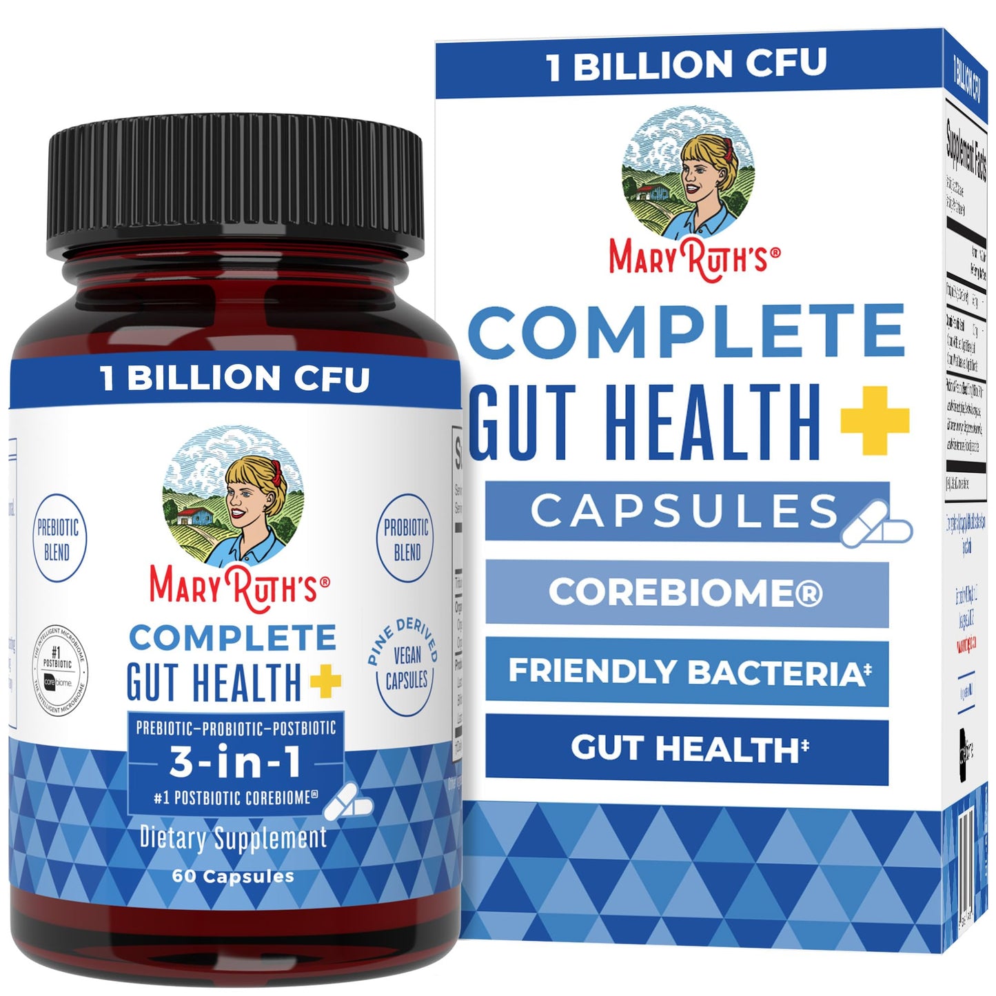 MARYRUTH'S Complete Gut Health+ Capsules | 5 Probiotic Blend | Butyrate | Corebiome® | Vegan Gut Support | Support Gastrointestinal Health & Microbiome - dailyvitalstore