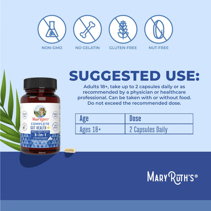 MARYRUTH'S Complete Gut Health+ Capsules | 5 Probiotic Blend | Butyrate | Corebiome® | Vegan Gut Support | Support Gastrointestinal Health & Microbiome - dailyvitalstore