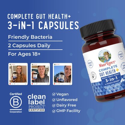 MARYRUTH'S Complete Gut Health+ Capsules | 5 Probiotic Blend | Butyrate | Corebiome® | Vegan Gut Support | Support Gastrointestinal Health & Microbiome - dailyvitalstore