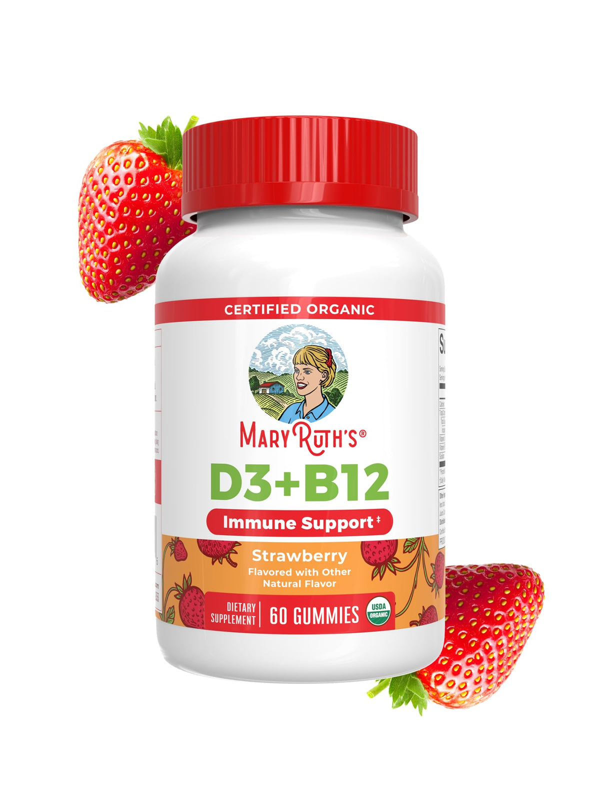MARYRUTH'S Organic Vitamin D3 + B12 Gummies for Ages 4+ | Bone Health | Immune Support | Energy Metabolism | Cognitive Function | Vegan | Non-GMO - dailyvitalstore