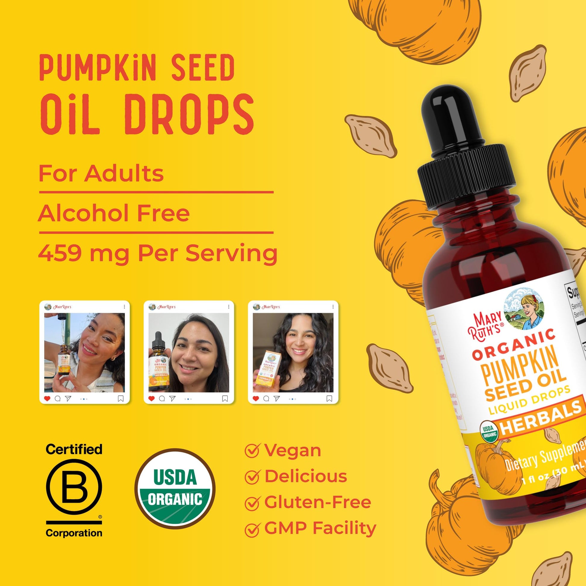 MARYRUTH'S Organics Pumpkin Seed Oil Cold Pressed | 2 Month Supply | USDA Organic Pumpkin Seed Liquid Drops for Men and Women | Urinary Health in Men - dailyvitalstore