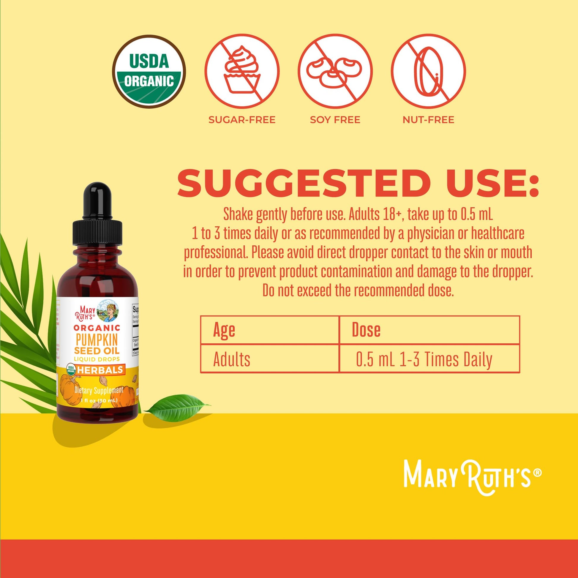MARYRUTH'S Organics Pumpkin Seed Oil Cold Pressed | 2 Month Supply | USDA Organic Pumpkin Seed Liquid Drops for Men and Women | Urinary Health in Men - dailyvitalstore