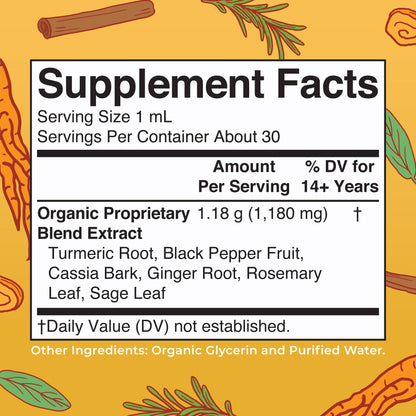 MARYRUTH'S Organics USDA Turmeric Gold Liquid Drops | Herbal Blend | Turmeric Curcumin | Black Pepper | Cassia Cinnamon Bark | Ginger Root | Immune Support - dailyvitalstore