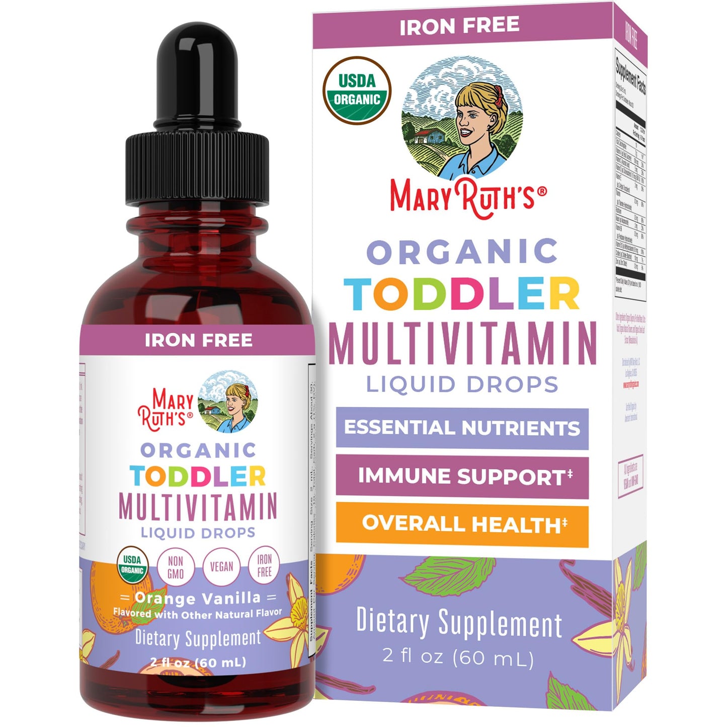 MaryRuth's Toddler Multivitamin | Vitamin A C D E B6 B12 Zinc | Healthy Growth Support | Immunity | Bone Health | Cognitive Function | Organic | Sugar Free | Vegan | Non-GMO | 2 Fl Oz | 30 Day Supply - dailyvitalstore