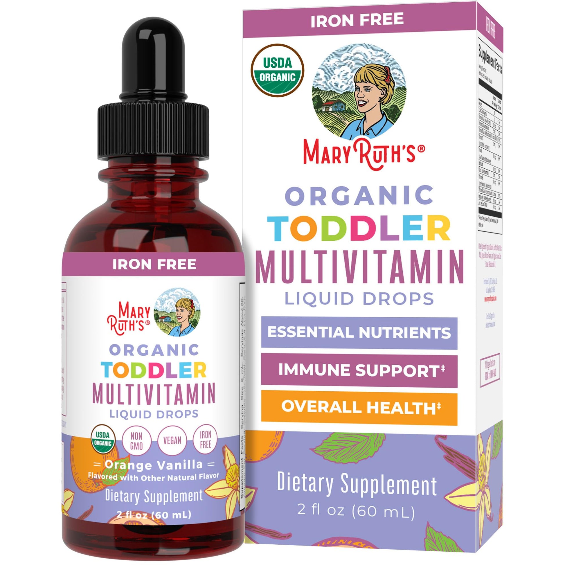 MaryRuth's Toddler Multivitamin | Vitamin A C D E B6 B12 Zinc | Healthy Growth Support | Immunity | Bone Health | Cognitive Function | Organic | Sugar Free | Vegan | Non-GMO | 2 Fl Oz | 30 Day Supply - dailyvitalstore