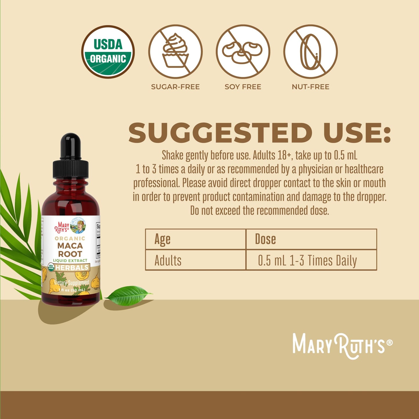 MARYRUTH'S USDA Organic Maca Root Liquid Drops | Vegan | Non-GMO | Gluten Free | Alcohol Free | 1 Fl Oz - dailyvitalstore