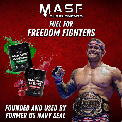 MASF Smashin' Reds Organic Superfood Supplements - 15 Servings - NSF Sport, Super Reds for Digestive Health, Energy, Endurance, Beet Root, Maca, Turmeric, Ginger, Acai, Nitric Oxide Production - dailyvitalstore