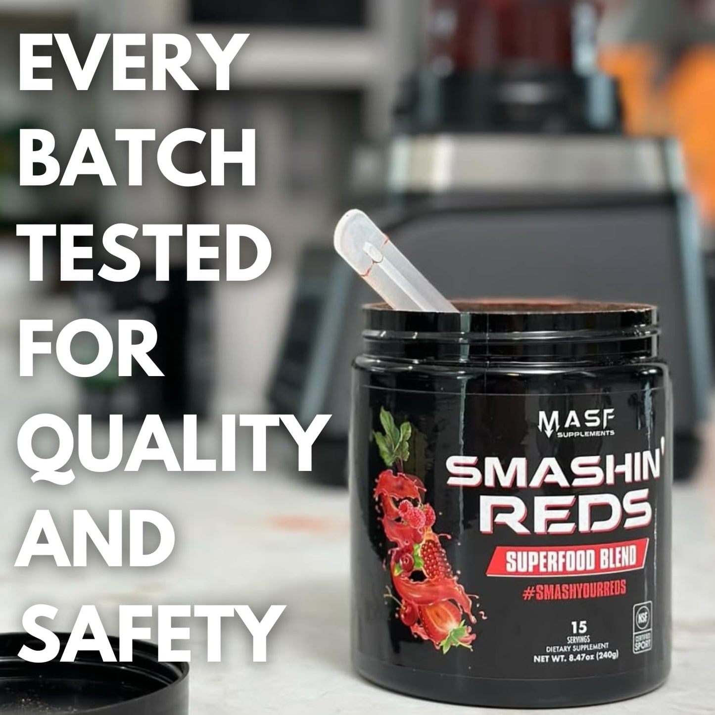MASF Smashin' Reds Organic Superfood Supplements - 15 Servings - NSF Sport, Super Reds for Digestive Health, Energy, Endurance, Beet Root, Maca, Turmeric, Ginger, Acai, Nitric Oxide Production - dailyvitalstore
