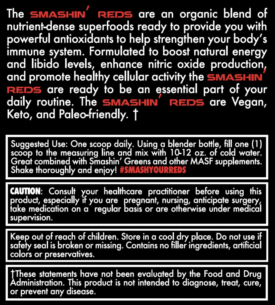 MASF Smashin' Reds Organic Superfood Supplements - 15 Servings - NSF Sport, Super Reds for Digestive Health, Energy, Endurance, Beet Root, Maca, Turmeric, Ginger, Acai, Nitric Oxide Production - dailyvitalstore