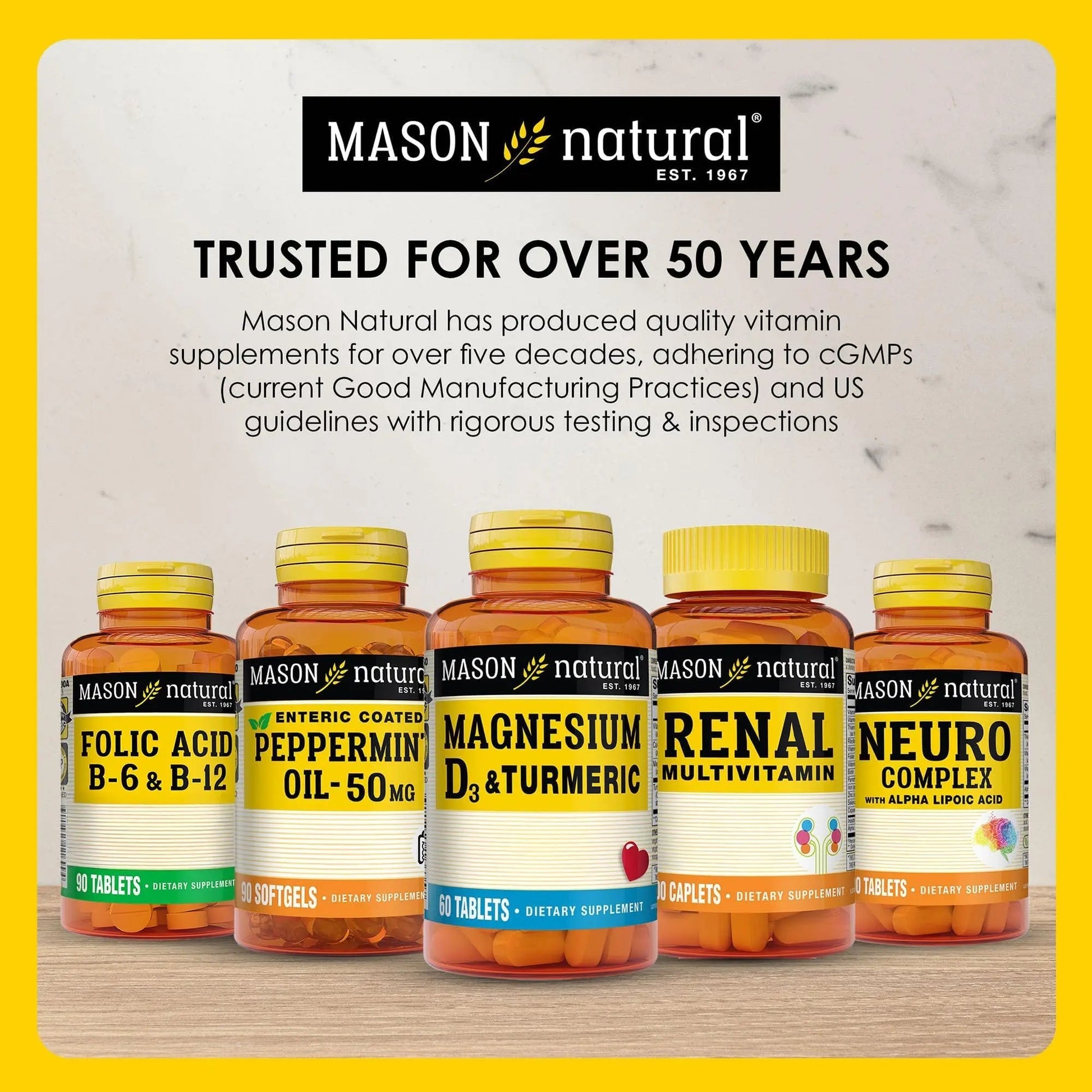 MASON NATURAL Mini Multi Vitamins, Vitamins A, C, D3, E, B1, B2, B3, B6, B12, Folate and Calcium for Overall Health, 1 Year Supply - dailyvitalstore