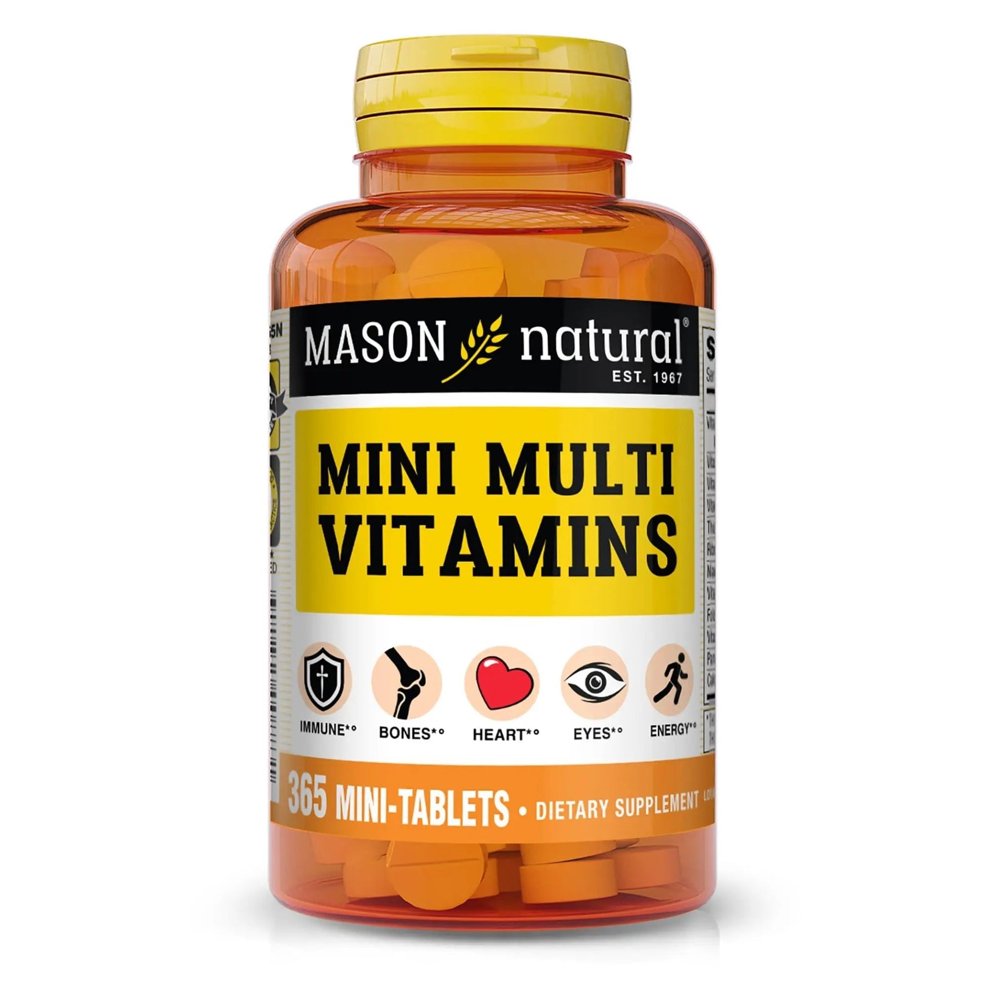 MASON NATURAL Mini Multi Vitamins, Vitamins A, C, D3, E, B1, B2, B3, B6, B12, Folate and Calcium for Overall Health, 1 Year Supply - dailyvitalstore