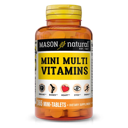 MASON NATURAL Mini Multi Vitamins, Vitamins A, C, D3, E, B1, B2, B3, B6, B12, Folate and Calcium for Overall Health, 1 Year Supply - dailyvitalstore