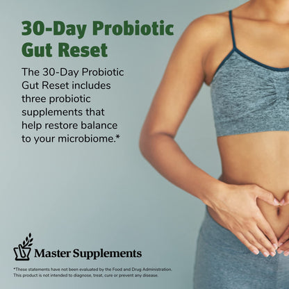 Master Supplements 30-Day Probiotic Gut Reset - Includes Theralac (30 ct.), TruBifido (30 ct.) & TruFlora (30 ct.) - Supports Optimal Gut Health - Gluten Free - dailyvitalstore