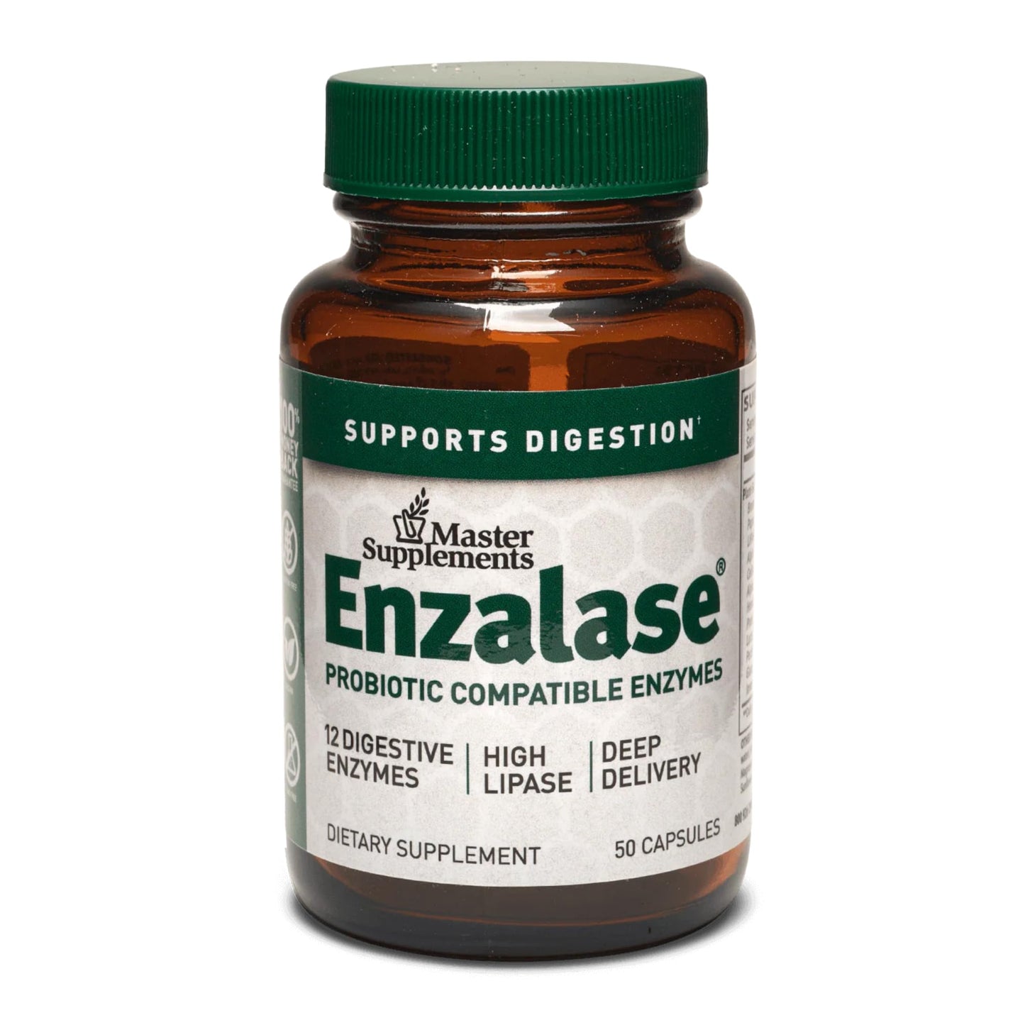 Master Supplements Enzalase - 50 Capsules - Probiotic Compatible Enzymes - Provides Digestive Boost + Gas & Bloating Relief - Gluten Free - 50 Servings - dailyvitalstore