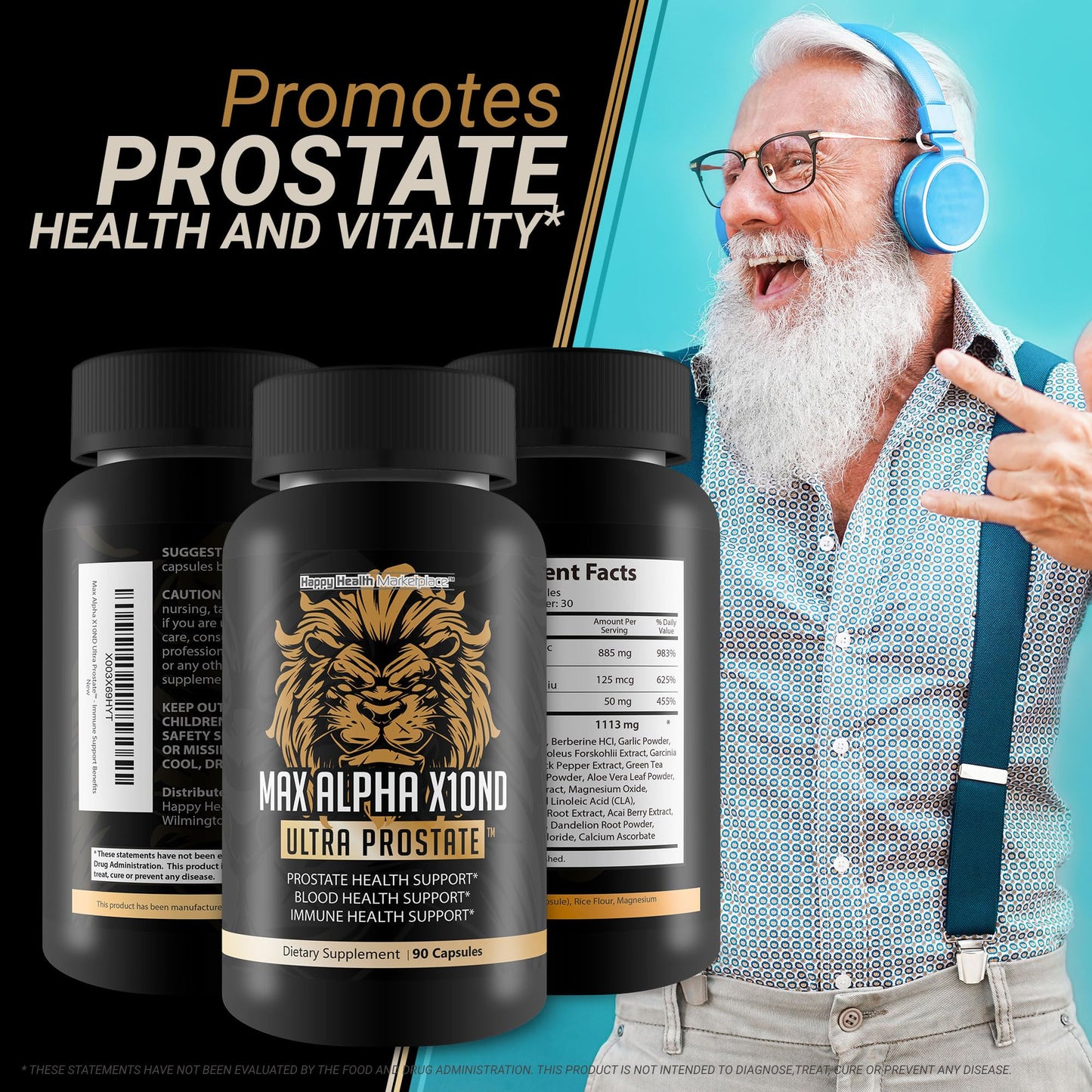 Max Alpha X10ND Ultra Prostate - T Prostate Support for Men - Promote Energy & Endurance - Blood Flow Support for Prostate Health with Vitamin D, Ginseng, Green Tea, & Zinc - Immune Support Benefits - dailyvitalstore