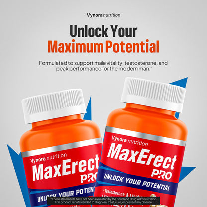 Max Erect PRO Male Enhancing Supplement Pills - Helps Promote Fast Acting Blood Flow for Men - Support Libido, Drive, Size, Performance, Growth, Testosterone, Energy, Stamina, Confidence - 30 Servings - dailyvitalstore