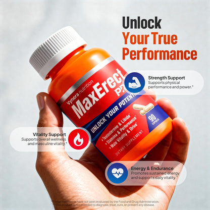 Max Erect PRO Male Enhancing Supplement Pills - Helps Promote Fast Acting Blood Flow for Men - Support Libido, Drive, Size, Performance, Growth, Testosterone, Energy, Stamina, Confidence - 30 Servings - dailyvitalstore