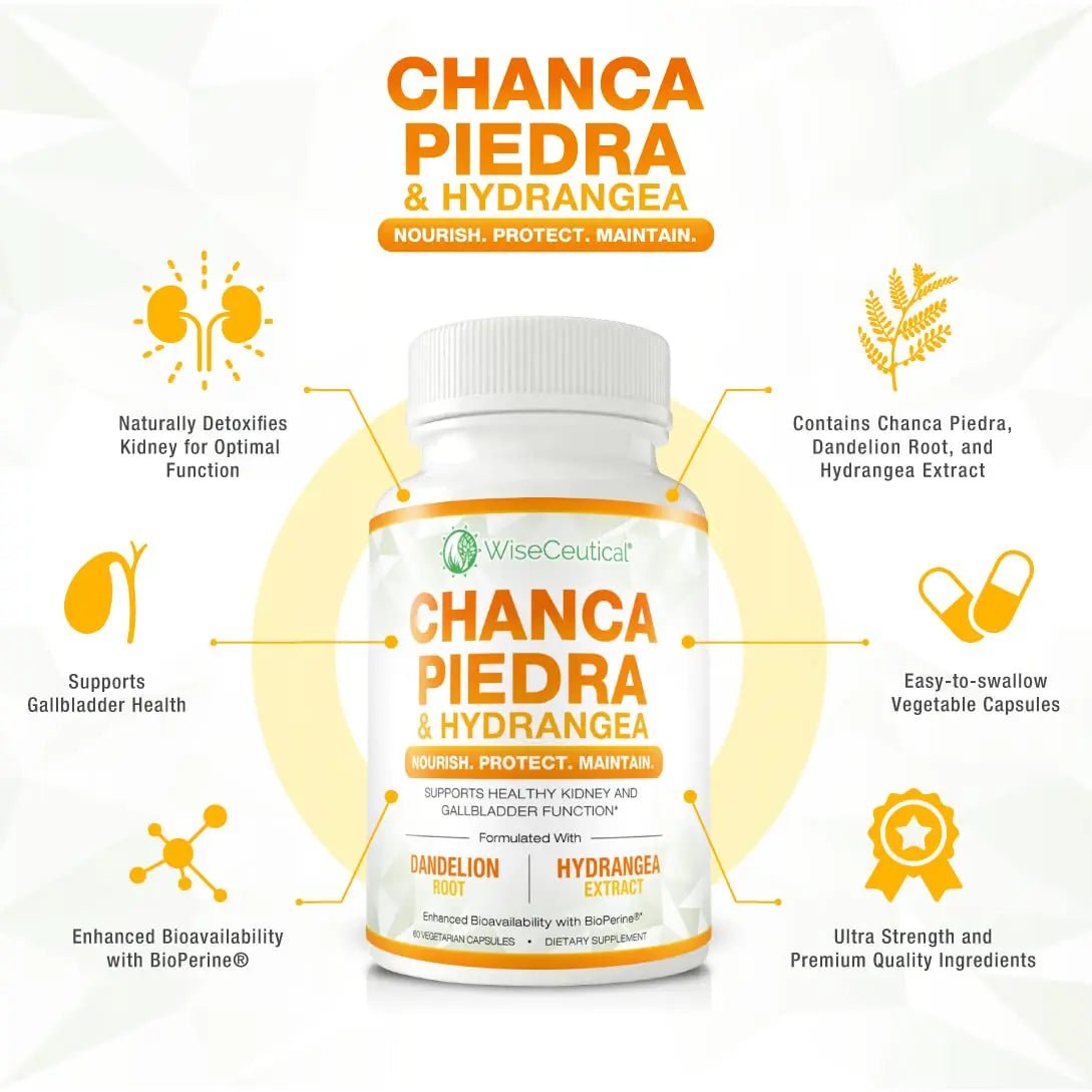 Max Strength Chanca Piedra, Hydrangea & Dandelion Root - Natural Kidney & Gallbladder Formula - Stone Breaker, Flush Impurities, Cleanse Urinary Tract - Enhanced with BioPerine. 60 Veggie Capsules. - dailyvitalstore