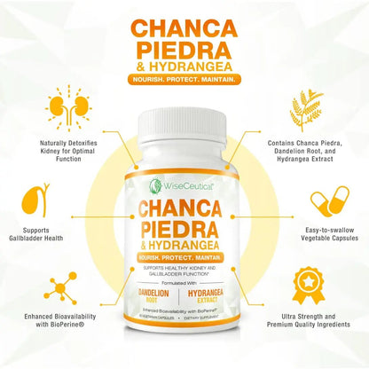 Max Strength Chanca Piedra, Hydrangea & Dandelion Root - Natural Kidney & Gallbladder Formula - Stone Breaker, Flush Impurities, Cleanse Urinary Tract - Enhanced with BioPerine. 60 Veggie Capsules. - dailyvitalstore