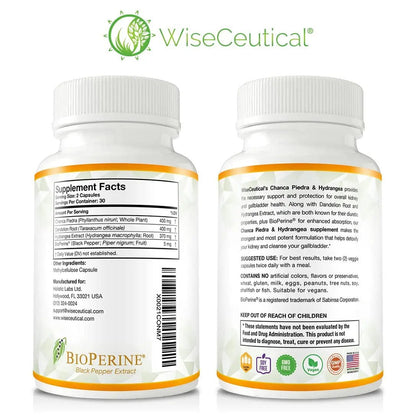 Max Strength Chanca Piedra, Hydrangea & Dandelion Root - Natural Kidney & Gallbladder Formula - Stone Breaker, Flush Impurities, Cleanse Urinary Tract - Enhanced with BioPerine. 60 Veggie Capsules. - dailyvitalstore
