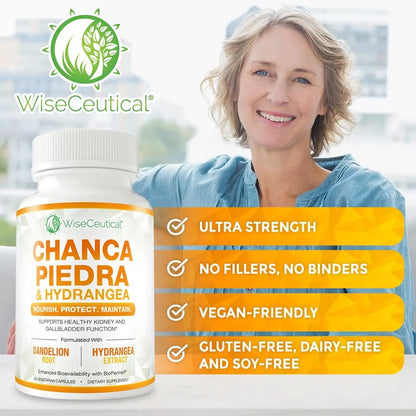 Max Strength Chanca Piedra, Hydrangea & Dandelion Root - Natural Kidney & Gallbladder Formula - Stone Breaker, Flush Impurities, Cleanse Urinary Tract - Enhanced with BioPerine. 60 Veggie Capsules. - dailyvitalstore