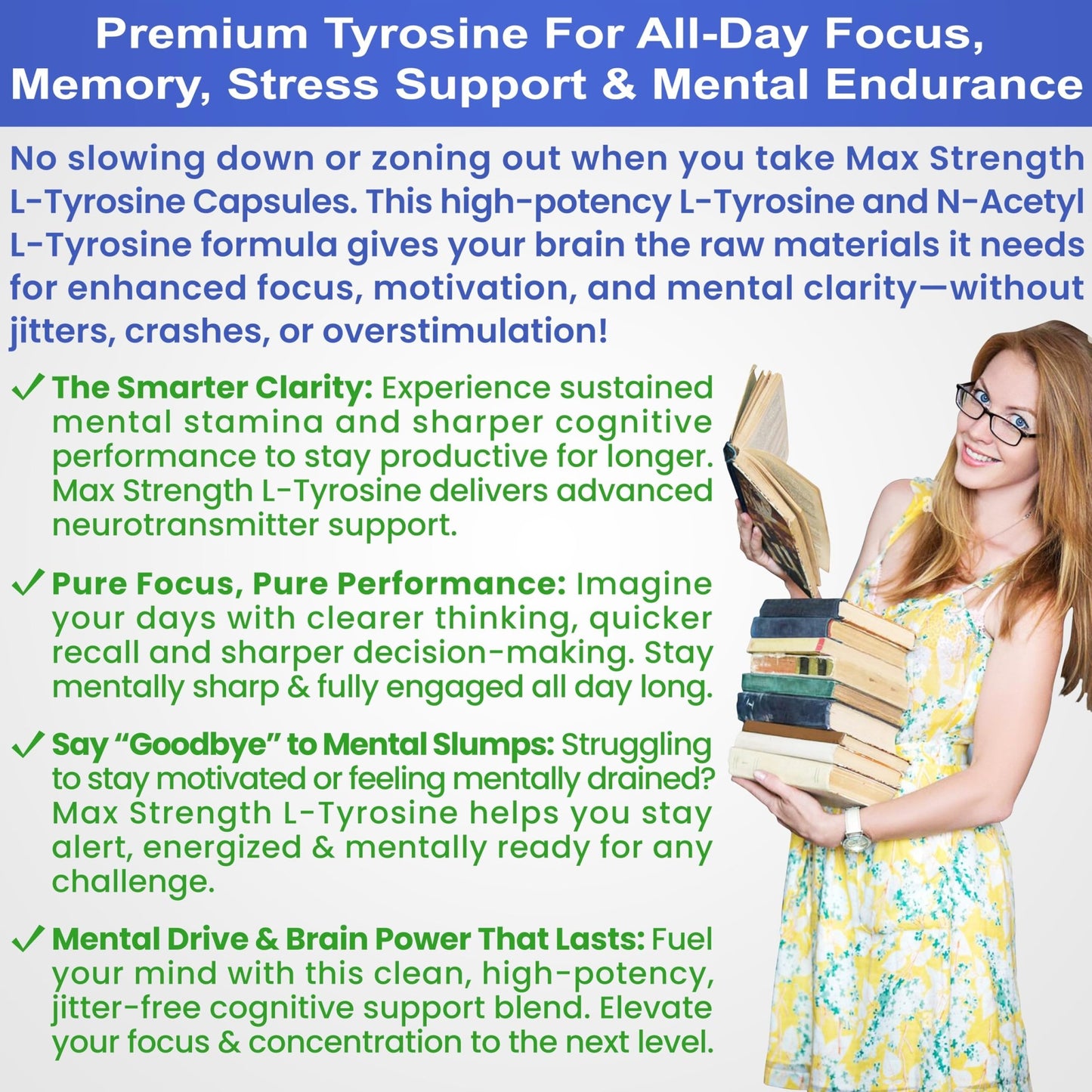 Max Strength L Tyrosine Supplement & N Acetyl L Tyrosine Peak Focus, Alertness, Concentration, Body & Mind Energy. L-Tyrosine 850mg Per 1 Capsule. A Well-Being Nutrient Boost For Performance - dailyvitalstore