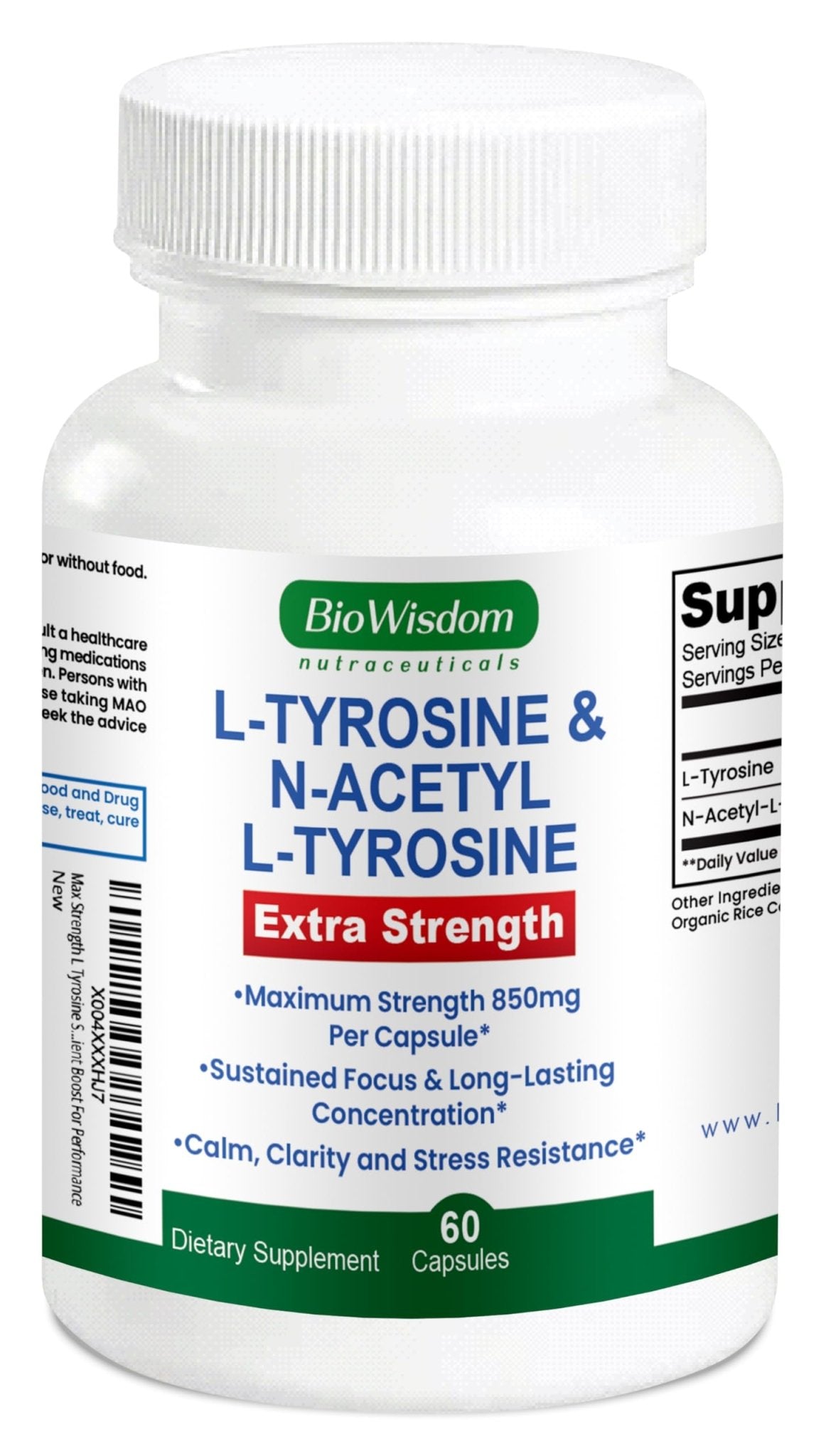 Max Strength L Tyrosine Supplement & N Acetyl L Tyrosine Peak Focus, Alertness, Concentration, Body & Mind Energy. L-Tyrosine 850mg Per 1 Capsule. A Well-Being Nutrient Boost For Performance - dailyvitalstore