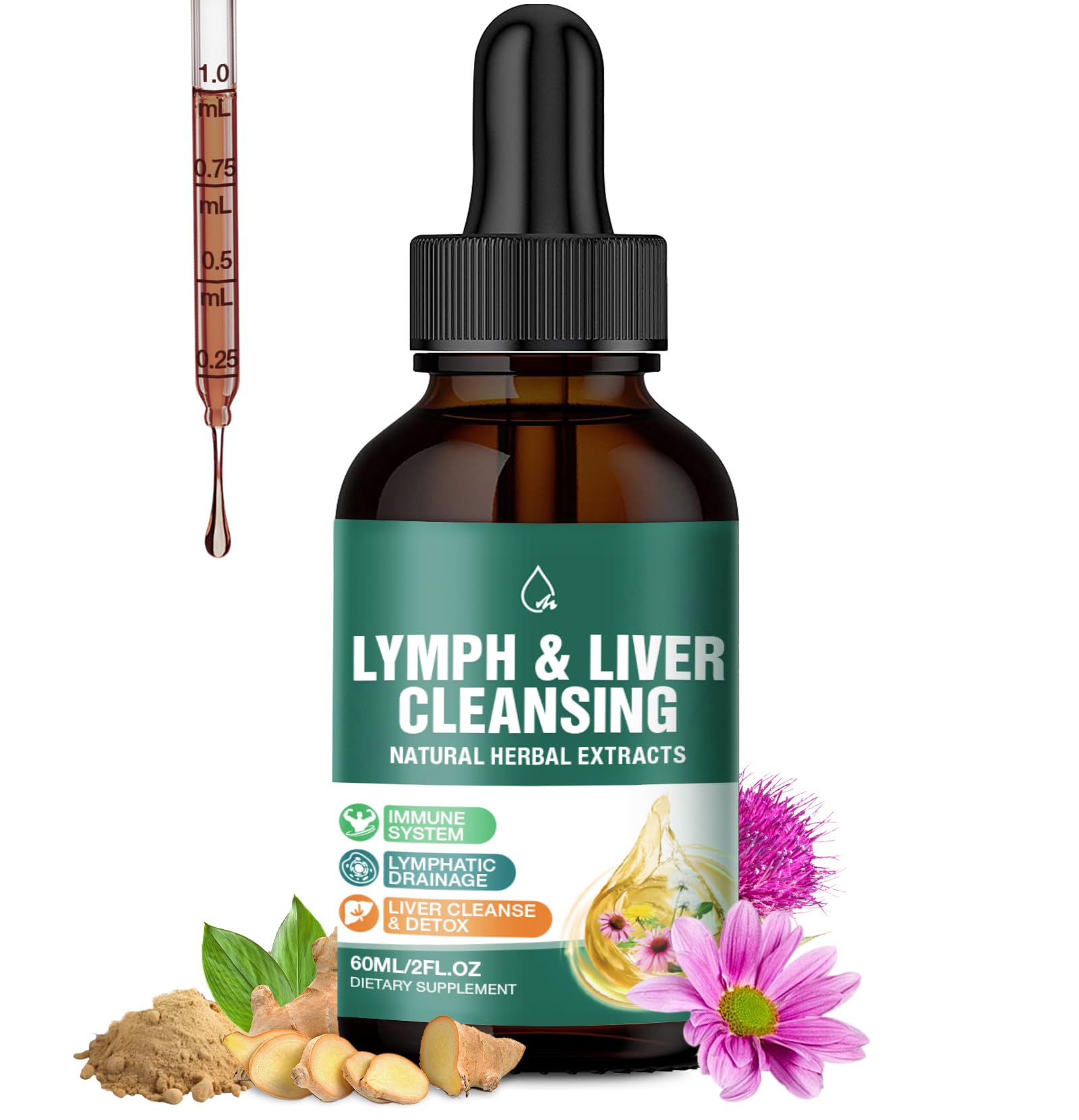 MaxHemp Liposomal Lymphatic Drainage Drops: 23 in 1 Lymphatic Drainage Supplements, Rich in Echinacea, Artichoke,Burdock Root,Elderberry for Lymphatic, Lungs, Liver Cleanse Detox & Repair, 2 fl oz - dailyvitalstore