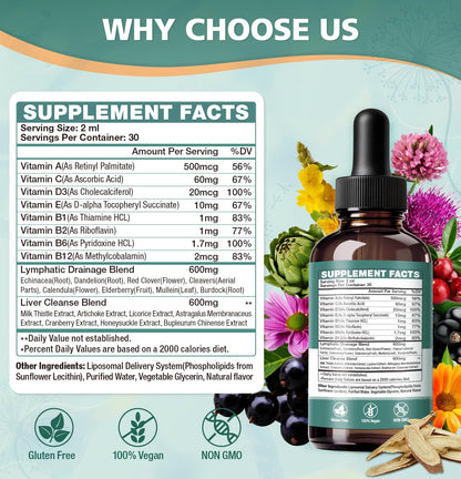 MaxHemp Liposomal Lymphatic Drainage Drops: 23 in 1 Lymphatic Drainage Supplements, Rich in Echinacea, Artichoke,Burdock Root,Elderberry for Lymphatic, Lungs, Liver Cleanse Detox & Repair, 2 fl oz - dailyvitalstore