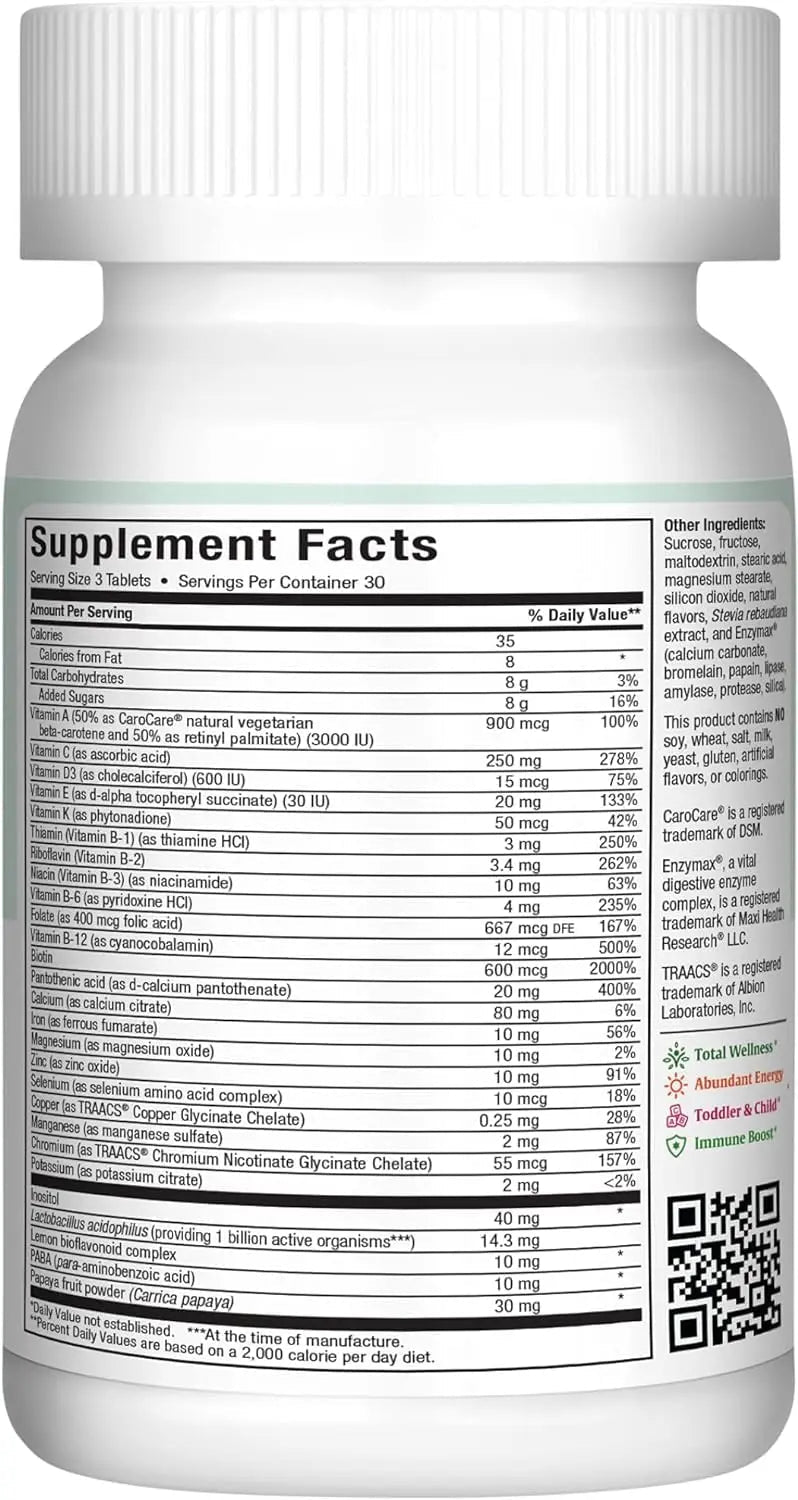 Maxi Health Chewable Multivitamin for Kids, Teens and Adults - Cherry Chewable Vitamins for Adults & Children - dailyvitalstore