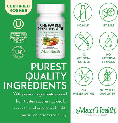Maxi Health Chewable Multivitamin for Kids, Teens and Adults - Cherry Chewable Vitamins for Adults & Children - dailyvitalstore