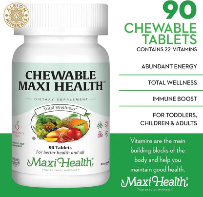 Maxi Health Chewable Multivitamin for Kids, Teens and Adults - Cherry Chewable Vitamins for Adults & Children - dailyvitalstore