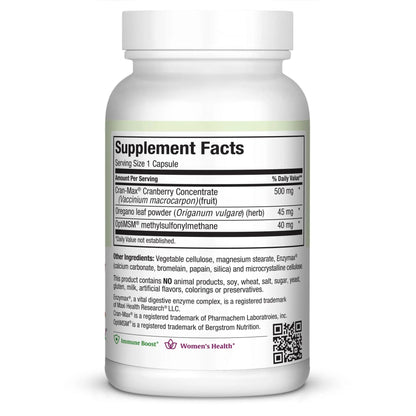 Maxi Health Cranberry Supplement for Urinary Tract & Immune Boost – Cranberry Pills for Women and Men with MSM & Oregano – 120 Capsules - dailyvitalstore