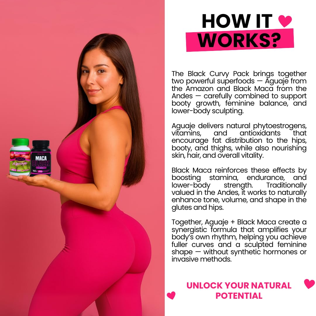 Maximum Booty Growth – Aguaje + Black Maca Pills for Women – Glute Volume Enhancer - Black Curvy Pack - dailyvitalstore