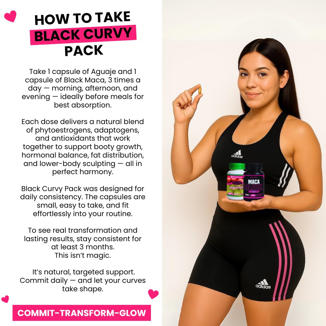 Maximum Booty Growth – Aguaje + Black Maca Pills for Women – Glute Volume Enhancer - Black Curvy Pack - dailyvitalstore
