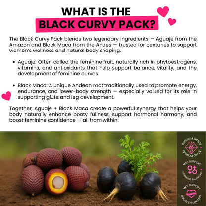 Maximum Booty Growth – Aguaje + Black Maca Pills for Women – Glute Volume Enhancer - Black Curvy Pack - dailyvitalstore
