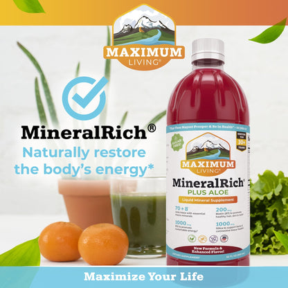 Maximum Living MineralRich Minerals Supplement with Aloe - Liquid Blend of Vitamins and Trace Minerals - 32 oz - dailyvitalstore