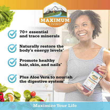 Maximum Living MineralRich Minerals Supplement with Aloe - Liquid Blend of Vitamins and Trace Minerals - 32 oz - dailyvitalstore